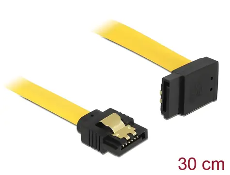 Delock SATA 6 Gb/s žlutá / Kabel SATA / rovný - lomený nahoru / 30 cm