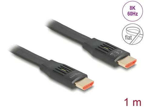 Delock Ultra vysokorychlostní plochý HDMI kabel 1 m / Kabel HDMI / Ploché provedení / 48 Gbps / 8K 60Hz