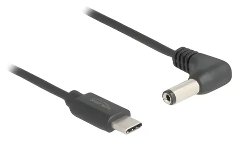 Delock USB-C > DC 5,5 x 2,1 mm 90° černá / Napájecí kabel / 1,5 m