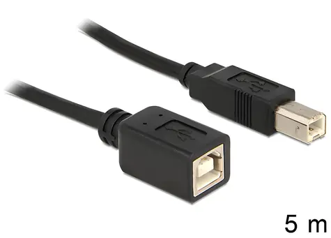 Delock Prodlužovací kabel USB 2.0 B (M) - USB 2.0 B (F) 5 m černá / Kabel / USB 2.0 / 480 Mbit/s