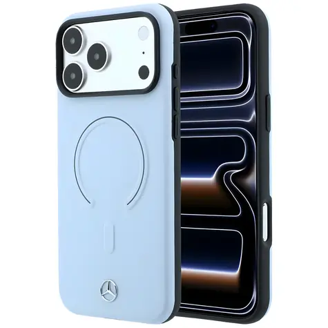 Mercedes Leather 3D pro iPhone 18 Pro Max/17 Pro Max modrá / Zadní kryt / PU kůže / MagSafe