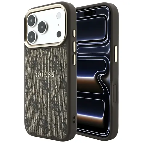 Guess Embossed 4G Classic Zadní kryt pro iPhone 17 Pro a 18 Pro hnědá / Zadní kryt / MagSafe