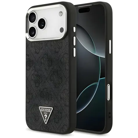 Guess 4G Triangle Logo MagSafe černo-stříbrná / Zadní kryt / iPhone 17 Pro Max / 18 Pro Max / MagSafe