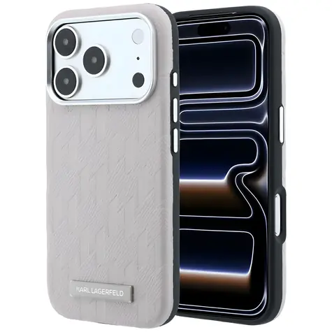 Karl Lagerfeld Grained Mono Resin Logo růžová / Zadní kryt / MagSafe / iPhone 17/18 Pro Max