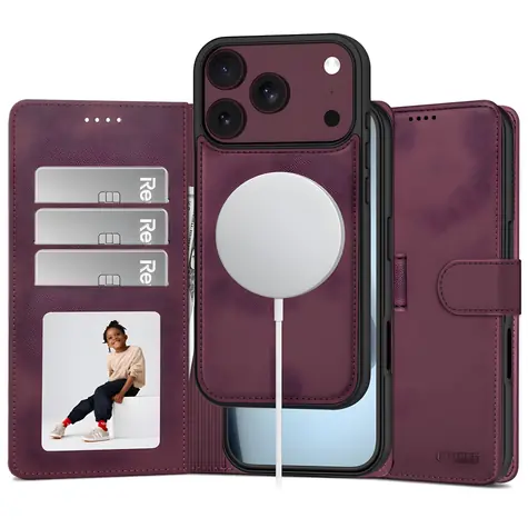 Tech-Protect Wallet MagSafe bordová / Pouzdro pro Apple iPhone 17 Pro Max / 18 Pro Max / MagSafe / Peněženka