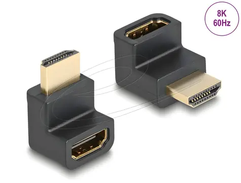 Delock redukce HDMI-A(M) > HDMI-A(F) lomená černá / Redukce / High Speed HDMI s Ethernetem / 8K 60Hz