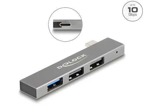 DeLock Slim USB Hub USB-C / USB hub / 3 porty / 1x USB-A 10Gbps + 2x USB-A 2.0