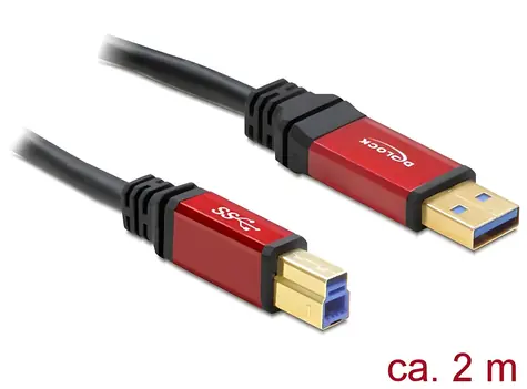 DeLock Kabel USB 3.0 Typ-A samec > USB 3.0 Typ-B samec / 2 m / Premium
