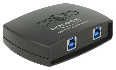 Delock USB 3.0 přepínač 2 – 1 černá / Přepínač / manuální / obousměrný / LED indikace