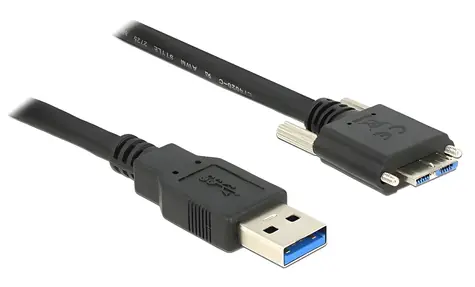 DeLock Kabel USB-A - Micro-USB B se šrouby černý / Kabel / 2 m / USB 3.2 Gen 1 / 5 Gbit/s