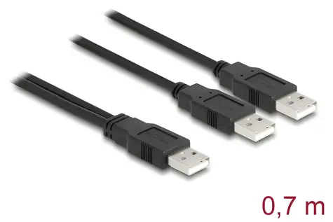DeLock USB 2.0 Typ-A > 2x Typ-A / Kabel / 0,7 m / USB 2.0