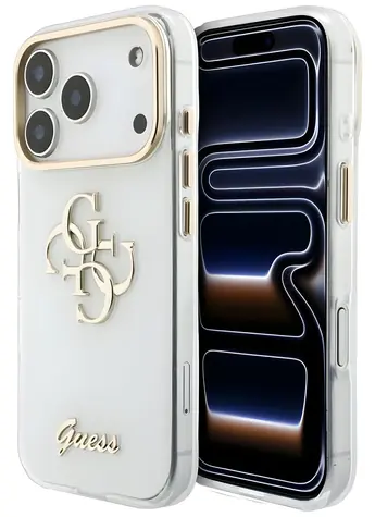 Guess IML 4G Script Metal bílá / Zadní kryt / Apple iPhone 17 Pro a 18 Pro