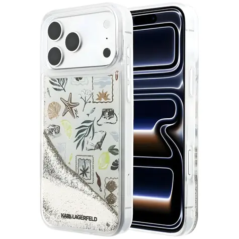 Karl Lagerfeld Liquid Glitter Beach & Sand béžová / Kryt / Apple iPhone 17 Pro Max, iPhone 18 Pro Max