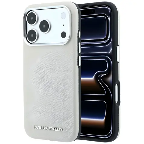 Karl Lagerfeld Grained Elongated Logo béžová / Zadní kryt / MagSafe / iPhone 17 Pro / 18 Pro