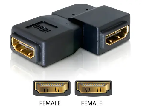 Delock adaptér HDMI samice - HDMI samice 90° vlevo / Redukce / HDMI 1.3