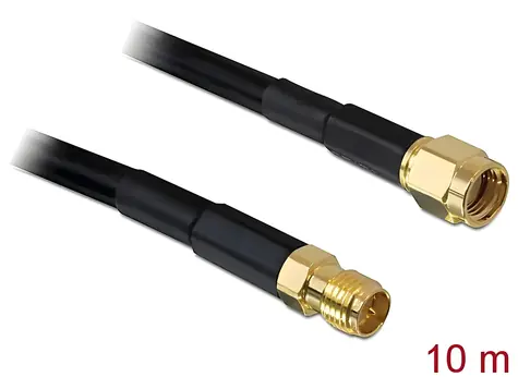 Delock Anténní kabel RP-SMA (M) - RP-SMA (F) 10 m / Anténní kabel / CFD/RF200 / Low Loss / Prodlužovací