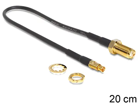 DeLock Anténní pigtail SMA-TS9 0,2 m / Pigtail / SMA zásuvka (panelová) / TS-9 vidlice