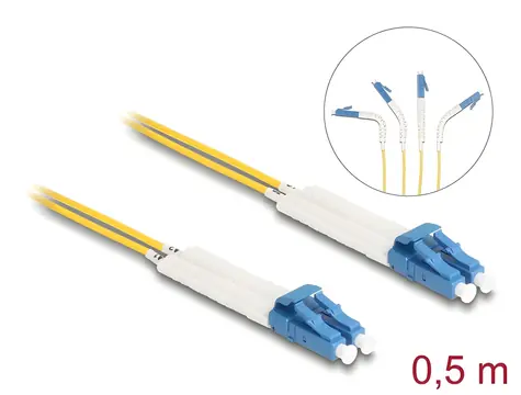 Delock optický kabel LC-LC lomený 0,5 m / Optický kabel / Singlemode OS2 / Duplex