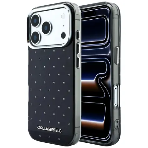Karl Lagerfeld IML Rhinestones Allover Logo černá / Zadní kryt / Kamínky / iPhone 17 Pro Max / 18 Pro Max