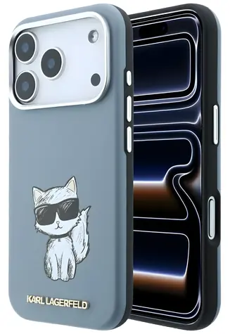Karl Lagerfeld Smooth Choupette Sketch světle modrá / Zadní kryt / MagSafe / iPhone 17 Pro/18 Pro