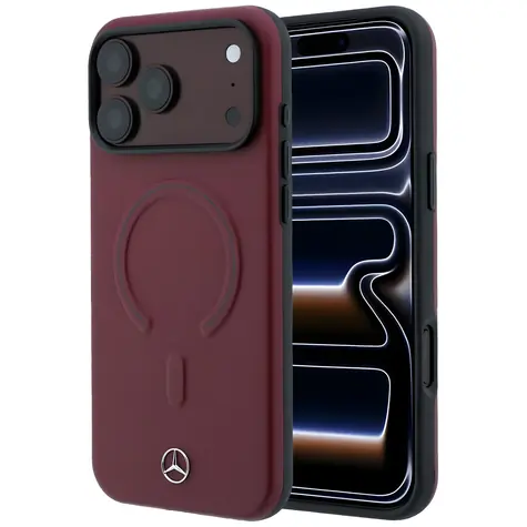 Mercedes Leather 3D pro iPhone 17 Pro Max tmavě modrá / Zadní kryt / Kůže / MagSafe