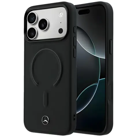 Mercedes Leather 3D pro iPhone 18 Pro/17 Pro černá / Zadní kryt / Kůže / MagSafe