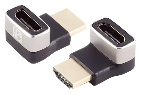 SCONN HDMI-A samec > HDMI-A samice / Redukce / 90° nahoru / 8K