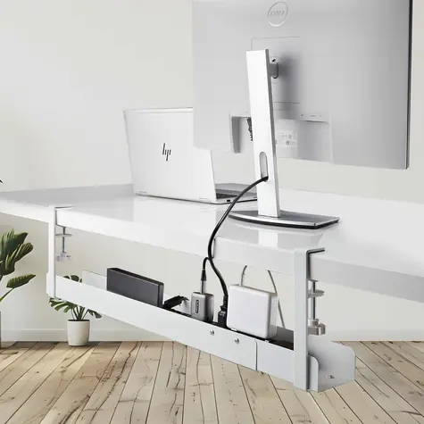 StarTech Kabelový žlab pod stůl bílá / Kabelový žlab / bez vrtání / ocel / 105 × 207 × 1200 mm