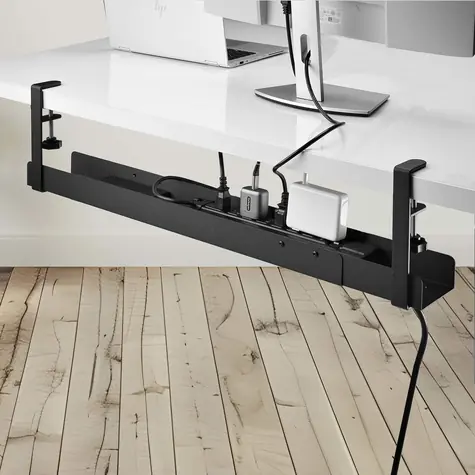 StarTech Kabelový žlab pod stůl černá / Kabelový organizér / bez vrtání / 120 cm / ocel / nosnost 5 kg