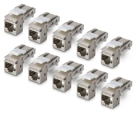 StarTech Keystone Jack stříbrná / Keystone Jack / Cat6A / stíněný / 90° / bez nářadí / 10 ks