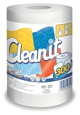Lucart CLEANIT 300 bílá / Papírová utěrka v roli / 2-vrstvá / 300 útržků / 63 m / středové vytahování