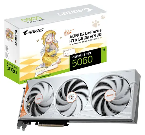 GIGABYTE AORUS GeForce RTX 5060 ARI 8G / Grafická karta / 2722MHz / 8GB GDDR7 / 128-bit / 3x DP + 1x HDMI / 550W