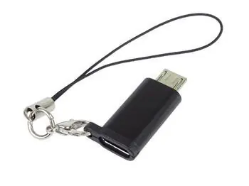 PremiumCord adaptér USB-C female - Micro USB male černý / Adaptér / S očkem na zavěšení