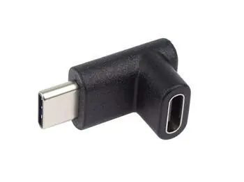 PremiumCord adaptér USB-C(M) – USB-C(F) zahnutý 90° / Redukce / USB-C