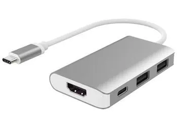 PremiumCord Převodník USB-C na HDMI / Adaptér / HDMI + 2x USB 3.0 + PD charge / hliníkové pouzdro