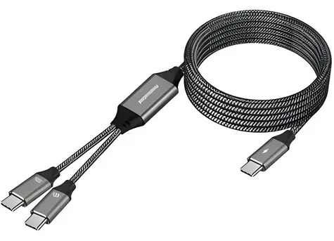 PremiumCord USB-C inteligentní rychlonabíjecí kabel / Nabíjecí kabel / chytré rozdělení výkonu / 1 m