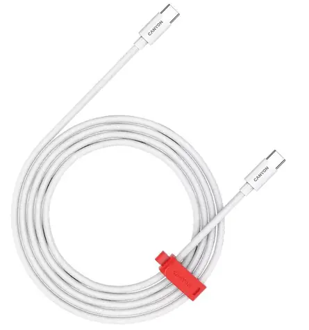 Canyon CC100AB bílá / Kabel / USB-C - USB-C / PD 100 W / 480 Mbps / 2 m