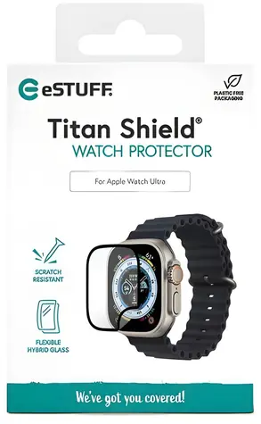 eSTUFF Titan Shield čirá pro Apple Watch Ultra / Ochranné sklo / Hybridní / Tvrzené sklo / 9H