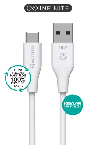 eSTUFF INFINITE (GRS) bílá (ES605270-BULK) / Kabel / USB-C - USB-A / 2 m / 60 W PD