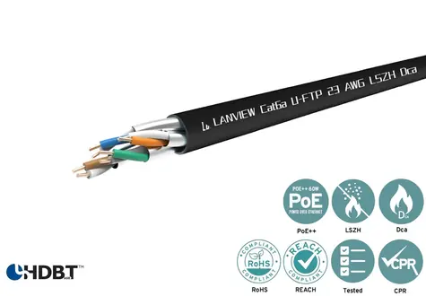 Lanview Cat6a U/FTP černá / Instalační kabel / 305 m / LSZH / Dca / AWG23