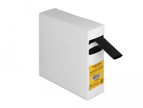 Delock smršťovací bužírka s lepidlem černá / Smršťovací bužírka / 5 m x 19,1 mm / poměr 3:1 / box