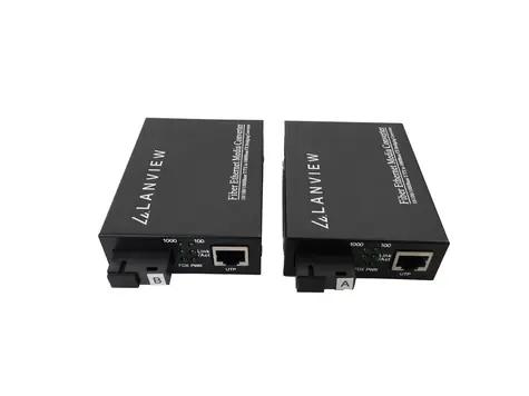 Lanview Mediakonvertor SC-RJ45 / Mediakonvertor / Multi/Single-mode / 20 km / Auto MDI/MDI-X / IP20