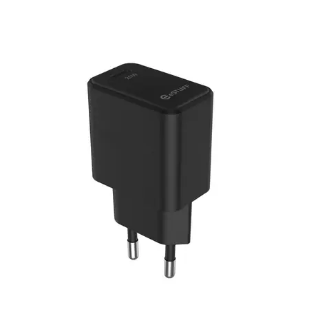 eSTUFF USB-C PD 20W černá / Nabíječka / 1x USB-C / 20 W / 100-240 V