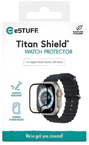 eSTUFF Titan Shield pro Apple Watch Series 4/5/6/SE 44mm / Ochranné sklo / Hybridní / 9H