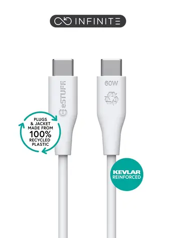 eSTUFF INFINITE (GRS) bílá / Kabel USB-C - USB-C / 3 m / USB PD 60 W / USB 2.0