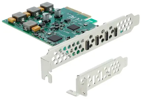 DeLock PCIe x4 Low Profile / Řadič USB-C / 4x USB-C 10 Gb/s / ASM3142/VIA VL820
