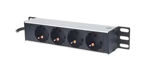 Lanview Rozvodný panel do racku 4x Schuko / Rozvodný panel / 1U / 10A / 3m kabel