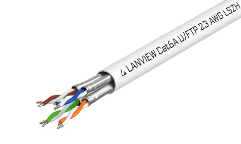 Lanview Cat6a U/FTP kabel na cívce 500 m bílý / Síťový kabel / LSZH / 10GBase-T / 23 AWG