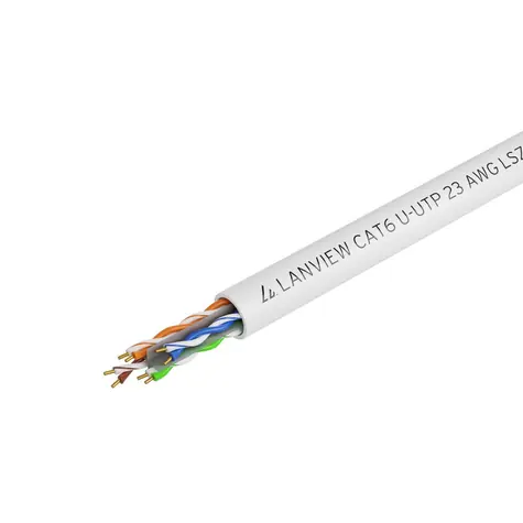 Lanview Cat6 U/UTP bílá / Síťový kabel / 305 m / bez konektorů / LSZH / PoE++