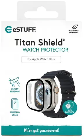 eSTUFF TitanShield pro Apple Watch Ultra čirá / Ochranné sklo / 9H / Bez rámečku